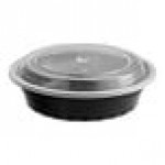 Pactiv Newspring NC723B 24 oz. Black VERSAtainer Round Microwavable Container with Lid - 150/Case