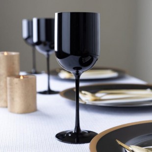 Posh Setting 12 oz. Round Black Plastic Wine Goblet - 60/Case