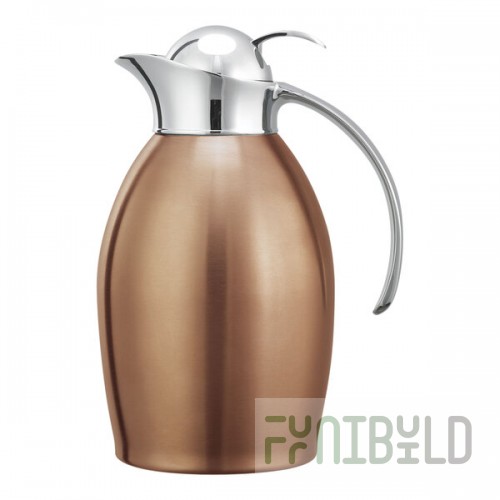 Service Ideas Nicollet 33.8 oz. Rose Gold Stainless Steel Insulated Carafe / Server with Push Button Lid NIC10BSPBRG