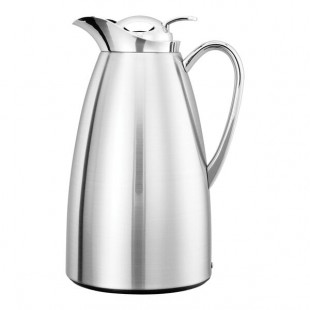 Service Ideas Classy 33.8 oz. Chrome Stainless Steel Insulated Coffee Carafe / Server with Push-Button Lid CJZS1CH