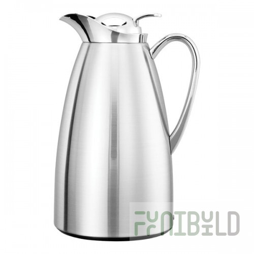Service Ideas Classy 33.8 oz. Chrome Stainless Steel Insulated Coffee Carafe / Server with Push-Button Lid CJZS1CH