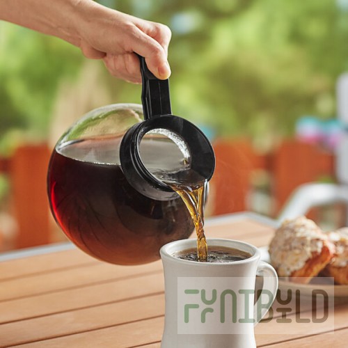 Curtis 70280000306 Crystalline Glass Coffee Decanter with Black Handle and Curtis Logo