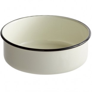 TableCraft 80016 Enamelware 56 oz. Black and Cream White Rolled Rim Round Round Bowl TableCraft 80016 Enamelware 56 oz. Black and Cream White Rolled Rim Round Round Bowl