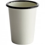 TableCraft 80016 Enamelware 56 oz. Black and Cream White Rolled Rim Round Round Bowl