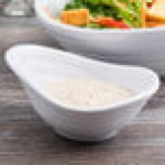 Elite Global Solutions DS45-W Swirl 4 oz. White Oblong Melamine Sauce Dish - 6/Case Elite Global Solutions DS45-W Swirl 4 oz. White Oblong Melamine Sauce Dish - 6/Case