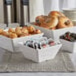 American Metalcraft FSWMEL73 58 oz. White Faux Slate Square Melamine Serving Bowl