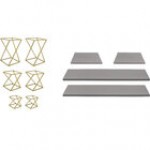 Front of the House Twist 10-Piece Matte Brass Stainless Steel Riser Set with Smoke Bamboo Buffet Boards Front of the House Twist 10-Piece Matte Brass Stainless Steel Riser Set with Smoke Bamboo Buffet Boards