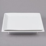 Cal-Mil PP2301-13 Prestige Black Three Tier Incline Display with Square Porcelain Plates - 16