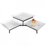 Cal-Mil PP2301-13 Prestige Black Three Tier Incline Display with Square Porcelain Plates - 16