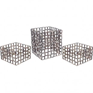 Front of the House Coppered Link 3-Piece Hand-Painted Fused Iron Square Riser Set Front of the House Coppered Link 3-Piece Hand-Painted Fused Iron Square Riser Set