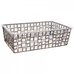 Front of the House Coppered Link 3-Piece Hand-Painted Fused Iron Square Riser Set