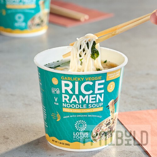 Lotus Foods Garlicky Vegetable Rice Ramen Noodle Soup Cup 1.94 oz. - 6/Case