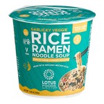 Lotus Foods Garlicky Vegetable Rice Ramen Noodle Soup Cup 1.94 oz. - 6/Case Lotus Foods Garlicky Vegetable Rice Ramen Noodle Soup Cup 1.94 oz. - 6/Case