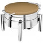 Eastern Tabletop 3978SRZ Jazz Swing 6 Qt. Bronze Coated Stainless Steel Round Chafer with Pillar'd Stand and Hinged Dome Cover Eastern Tabletop 3978SRZ Jazz Swing 6 Qt. Bronze Coated Stainless Steel Round Chafer with Pillar'd Stand and Hinged Dome Cover