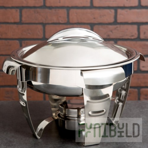 Vollrath 49521 4.2 Qt. Maximillian Steel Medium Round Chafer with Stainless Steel Accents