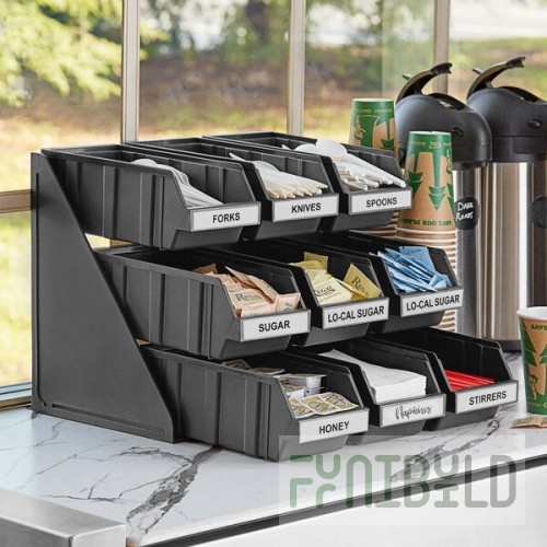 Choice Black 3-Tier Self-Serve Organizer Set with 9 Bins and 2 Label Sheets