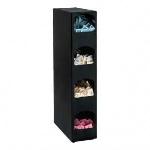 Dispense-Rite Black Polystyrene 4-Section Vertical Countertop Condiment Organizer