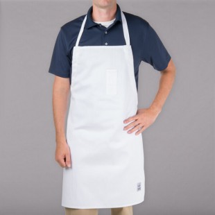 Chef Revival White Poly-Cotton Customizable Bib Apron with 1 Pocket - 34