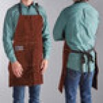 Outset® F240 Brown Suede Leather Adjustable Grill / BBQ Bib Apron with Flame-Retardant Inner Lining - 30 Outset® F240 Brown Suede Leather Adjustable Grill / BBQ Bib Apron with Flame-Retardant Inner Lining - 30