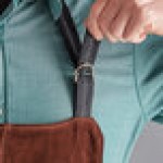 Outset® F240 Brown Suede Leather Adjustable Grill / BBQ Bib Apron with Flame-Retardant Inner Lining - 30 Outset® F240 Brown Suede Leather Adjustable Grill / BBQ Bib Apron with Flame-Retardant Inner Lining - 30