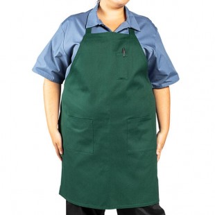 Uncommon Chef 3004 Hunter Green Customizable Poly-Cotton Twill Bib Apron with 3 Pockets - 34