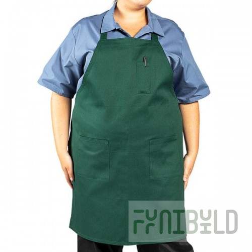 Uncommon Chef 3004 Hunter Green Customizable Poly-Cotton Twill Bib Apron with 3 Pockets - 34