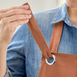 Acopa Ashville Cinnamon Linen Adjustable Bib Apron with 3 Pockets - 34