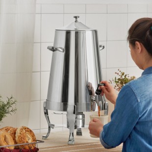 Choice Deluxe Stainless Steel 80 Cup Coffee Chafer Urn with Chrome Accents - 5 Gallon Choice Deluxe Stainless Steel 80 Cup Coffee Chafer Urn with Chrome Accents - 5 Gallon