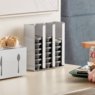 ServSense Adjustable 3-Section Stainless Steel Wall-Mount / Countertop 1.5 - 5.5 oz. Portion Cup / Lid Organizer