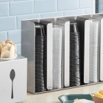 ServSense Adjustable 3-Section Stainless Steel Wall-Mount / Countertop 1.5 - 5.5 oz. Portion Cup / Lid Organizer