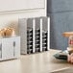 ServSense Adjustable 3-Section Stainless Steel Wall-Mount / Countertop 1.5 - 5.5 oz. Portion Cup / Lid Organizer