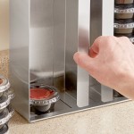ServSense Adjustable 3-Section Stainless Steel Wall-Mount / Countertop 1.5 - 5.5 oz. Portion Cup / Lid Organizer
