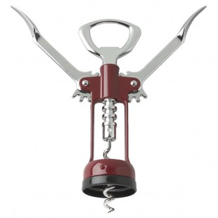 Franmara Chrome-Plated Wing Corkscrew with Burgundy Enameled Body 2043-03