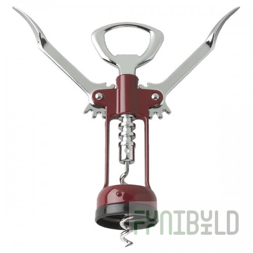 Franmara Chrome-Plated Wing Corkscrew with Burgundy Enameled Body 2043-03