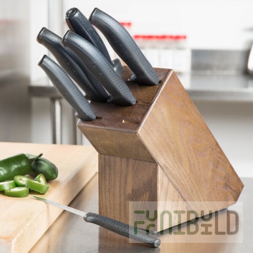 Dexter-Russell 21009 SofGrip 7-Piece Black Handle Slant Knife Block Set