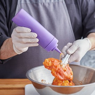 Choice 12 oz. Purple Wide Mouth Squeeze Bottle - 6/Pack Choice 12 oz. Purple Wide Mouth Squeeze Bottle - 6/Pack