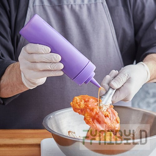 Choice 12 oz. Purple Wide Mouth Squeeze Bottle - 6/Pack