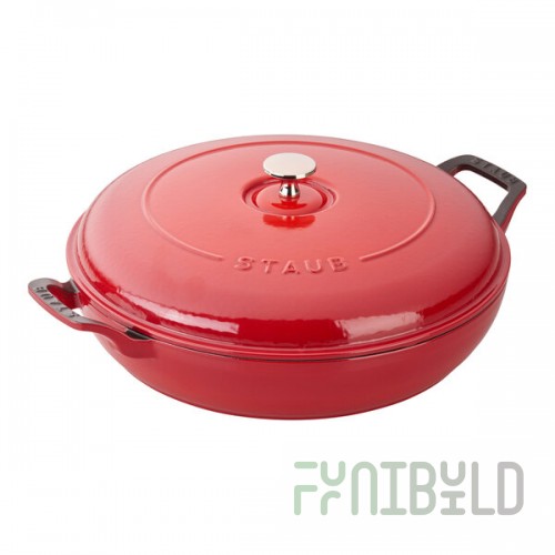 Staub 3.5 Qt. Cherry Enameled Cast Iron Brazier with Lid 1007984