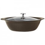 Spring USA Motif Cook & Serve 3.75 Qt. White Non-Stick Round Casserole Pan with Cover 8258-2/30