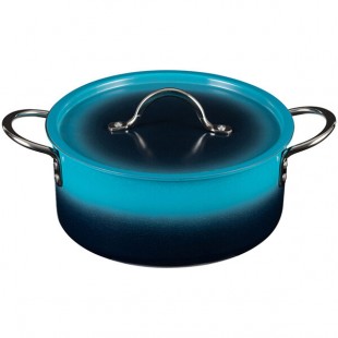 Bon Chef Country French X 4.3 Qt. Ombre Caribbean Blue Sauce Pot with Cover 73302-OM-C Bon Chef Country French X 4.3 Qt. Ombre Caribbean Blue Sauce Pot with Cover 73302-OM-C