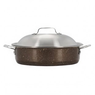 Bon Chef 60001COFFEE Cucina 4 Qt. Coffee Stainless Steel Round Induction Saute Pan with Lid