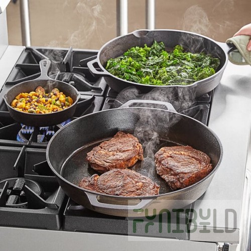 Valor 3-Piece Pre-Seasoned Cast Iron Skillet Set - Includes 8