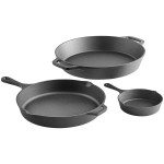 Valor 3-Piece Pre-Seasoned Cast Iron Skillet Set - Includes 8