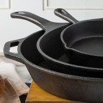 Valor 3-Piece Pre-Seasoned Cast Iron Skillet Set - Includes 8