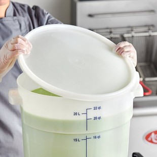 Vigor 12, 18, and 22 Qt. White Round Polypropylene Food Storage Container Lid Vigor 12, 18, and 22 Qt. White Round Polypropylene Food Storage Container Lid