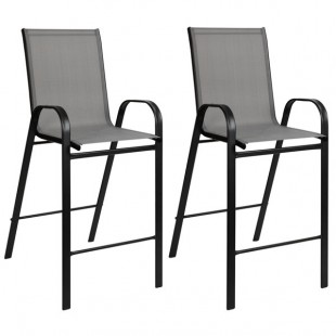 Flash Furniture Brazos Series Gray Flex Comfort Stackable Barstool with Steel Frame - 2/Set Flash Furniture Brazos Series Gray Flex Comfort Stackable Barstool with Steel Frame - 2/Set