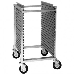 Cres Cor 278-PT-1818 18 Pan End Load Half Height Aluminum Bun / Sheet Pan Rack / Mobile Work Station with Corrugated Sidewalls - Assembled Cres Cor 278-PT-1818 18 Pan End Load Half Height Aluminum Bun / Sheet Pan Rack / Mobile Work Station with Corrugated Sidewalls - Assembled