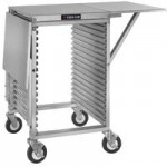 Cres Cor 278-PT-1818 18 Pan End Load Half Height Aluminum Bun / Sheet Pan Rack / Mobile Work Station with Corrugated Sidewalls - Assembled Cres Cor 278-PT-1818 18 Pan End Load Half Height Aluminum Bun / Sheet Pan Rack / Mobile Work Station with Corrugated Sidewalls - Assembled