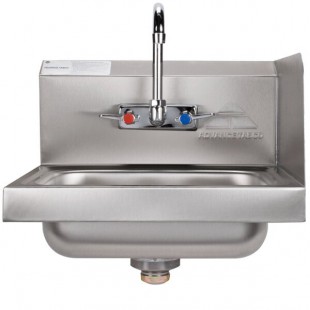 Advance Tabco 7-PS-66R Hand Sink with Splash Mounted Gooseneck Faucet and Right Side Splash Guard - 17 1/4 Advance Tabco 7-PS-66R Hand Sink with Splash Mounted Gooseneck Faucet and Right Side Splash Guard - 17 1/4
