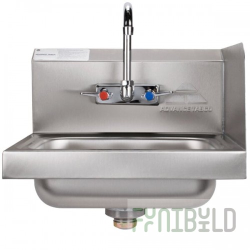Advance Tabco 7-PS-66R Hand Sink with Splash Mounted Gooseneck Faucet and Right Side Splash Guard - 17 1/4